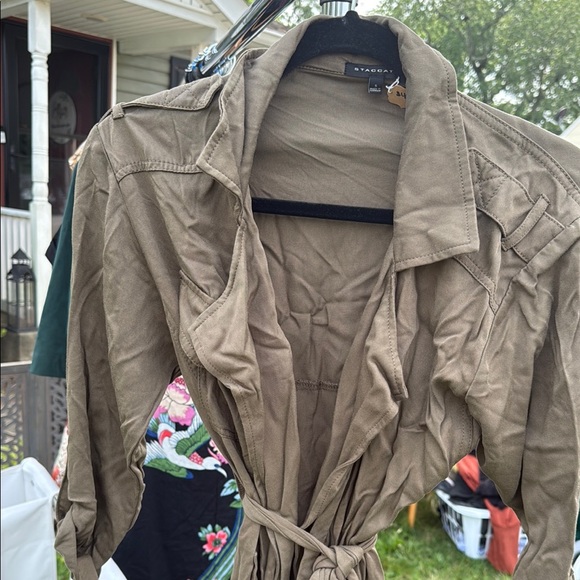 Staccato Tan Trench Coat Lightweight Utility Design - Picture 1 of 3